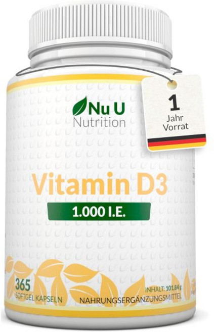Nu U NutrItIon 비타민 D3 1 000 IU 고용량 I 뼈 체계를 위해 연간 공급 100 환불 보장 365 소프트젤 캡슐 NutrItIon의 보충제 [B01DU, Nu U NutrItIon 비타민 D3 1,000 IU, 1개