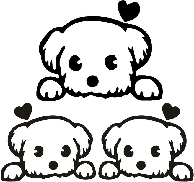 별라 자동차 스크래치 스티커 귀여운 강아지 차량용 흠집 커버 1세트, 3개, 블랙