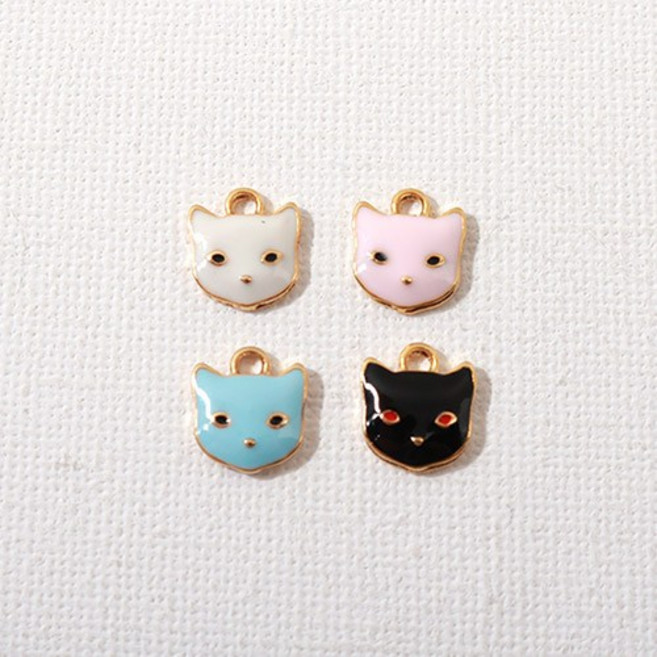 비즈아이 [7319-15]에폭펜던트 고양이얼굴 소9x10mm 골드 1개