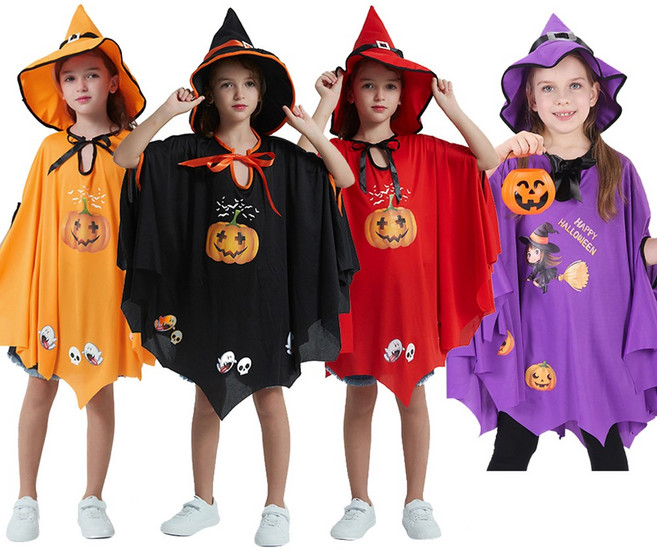 여아 남아 할로윈의상 마법사 망토 모자 세트