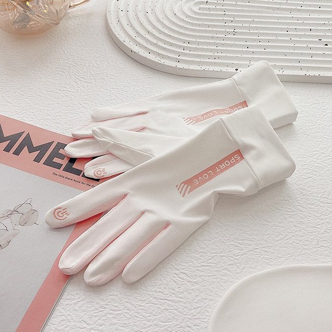 翻指可觸屏夏天涼感手套-機車手套, 玫瑰金白