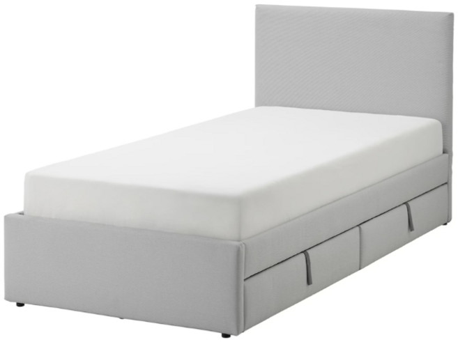 이케아 GLADSTAD 글라스타드 침대+수납상자2 라이트그레이 90x200cm 994.067.65