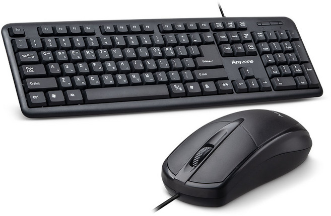 가정용 사무용 사무실 PC 컴퓨터 노트북 저가 USB 유선 키보드 마우스 세트, 블랙, 단품