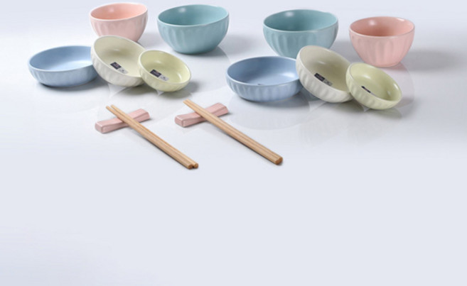 크라운포드 마카롱 홈세트 14P 2인 도자기 그릇 식시세트, 혼합, 1세트, 공기2개,대접2개,찬기6개,수저받침대2개,젓가락2개