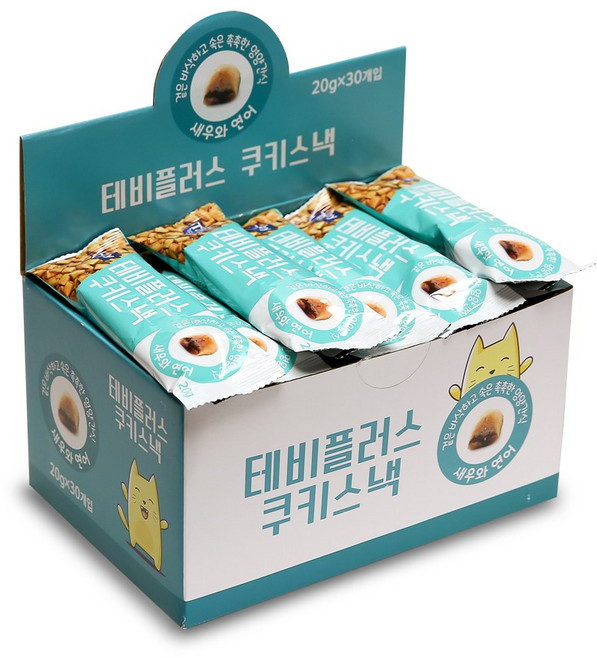 테비플러스 쿠키스낵 고양이간식, 새우와 연어, 30개