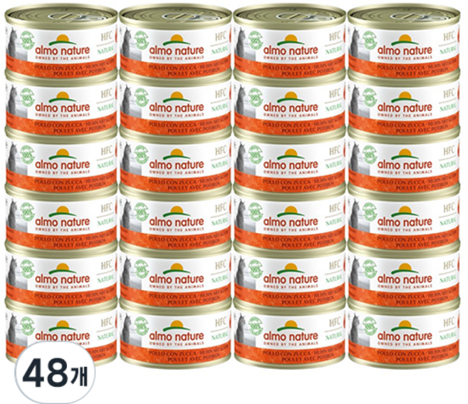 알모네이쳐 고양이 주식캔, 닭+호박, 48개