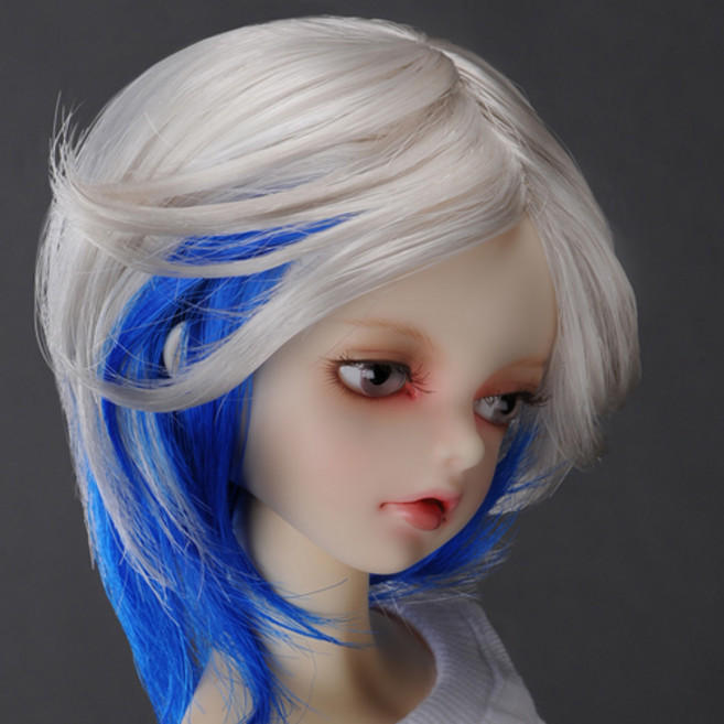 돌모아 구체관절인형 가발 MSD 42cm 투톤 쇼트컷 은발-블루 (7-8) janus Cut (Blue), 1개