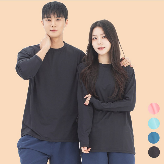 라틱 남자 여자 래쉬가드 루즈핏 긴팔 상의 비치웨어 빅사이즈, 공용(XL), 블랙