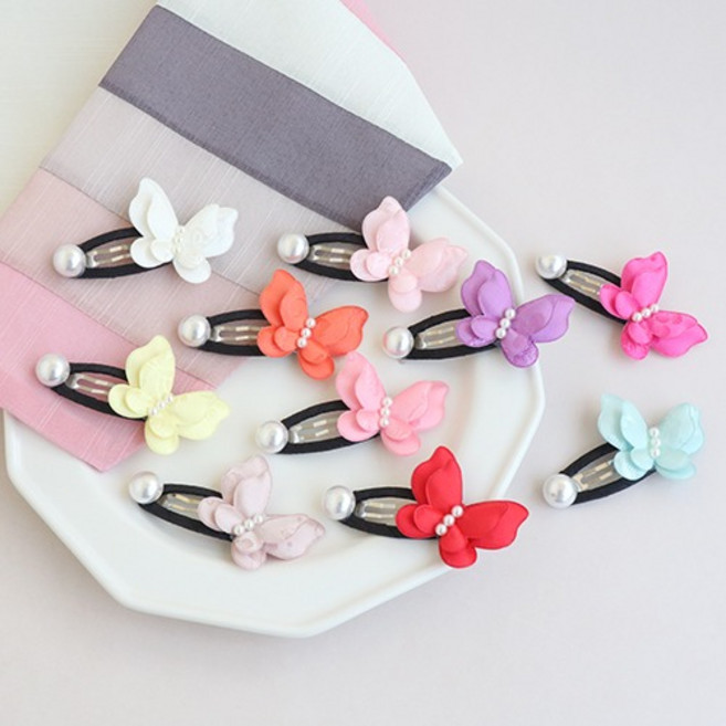 진베베 진주알 살랑 나비 5cm 똑딱핀 (10 color)