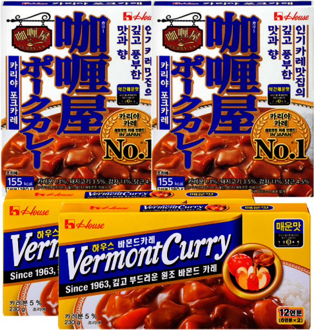 농심 카리야 포크카레 + 하우스 바몬드 카레 매운맛, 2개, 180g