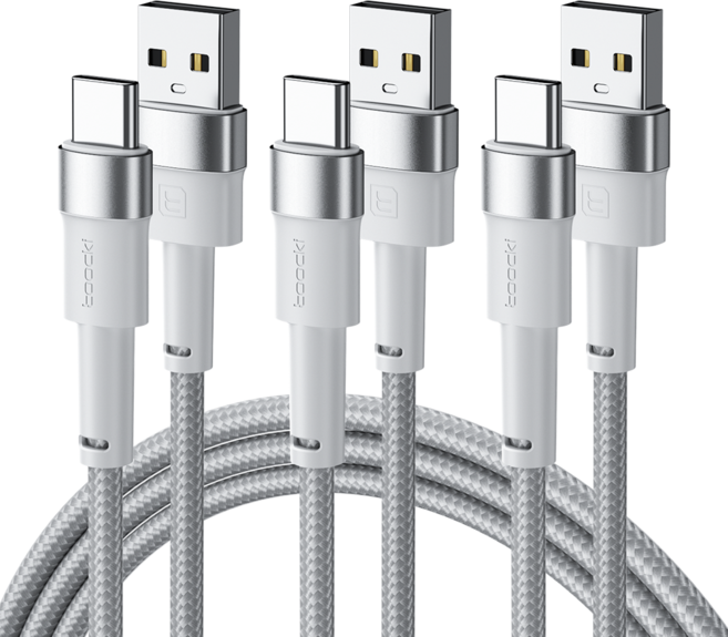 Toocki 마카롱 C타입 3A 고속충전 케이블, 3m, 화이트, 3개