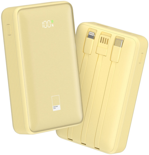 팬톤 22.5W PD 고속충전 빌트인 케이블 보조배터리 20000mAh, Creamy Yellow, PTPB-06
