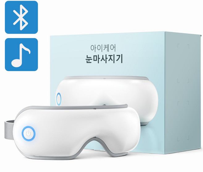 크린조 무선 온열 눈마사지기 눈 피로 완화 에어쿠션 3D 마사지기 블루투스 뮤직 지원 EM01, 하얀색