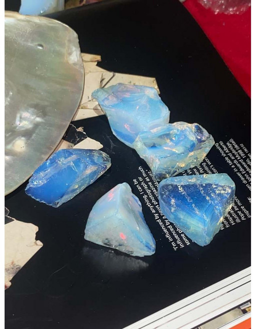 선문 투명한 레이키 힐링 천연 원석, 5개, 오팔