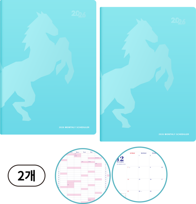 탐나 2026 A4먼슬리 플래너 다이어리 스케줄러, 2개, 민트