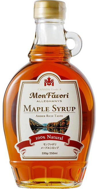 Mon Favoli 일본직구 몽화볼리 메이플 시럽 330g 병 캐나다 등급 A 호박 풍부한 맛, 사이즈, 1개, 330ml