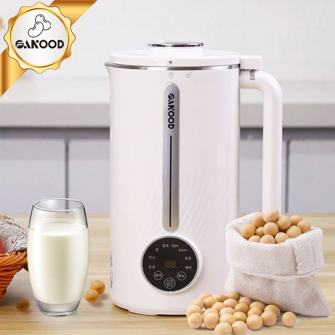 Fanood 대용량 스텐304 두유 제조기 자동세척 보온 가정용 믹서 1000ml, 화이트 1613H