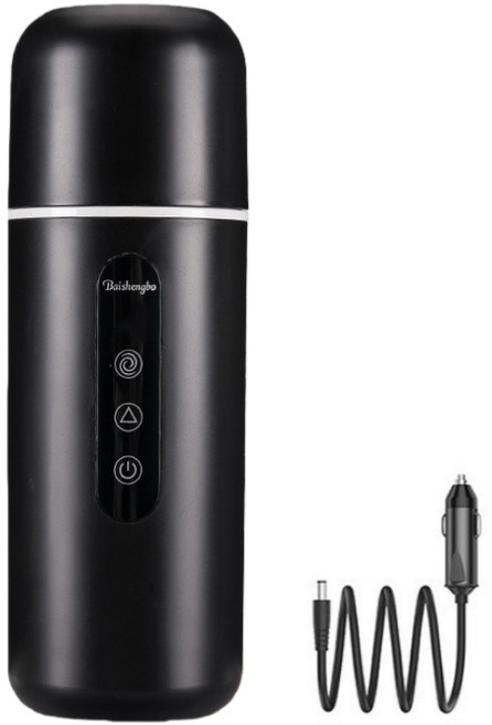 휴대용 차량용 커피포트 12V 24V 겸용 전차종 자동차 전기포트 자동 믹싱 보온 텀블러, 블랙