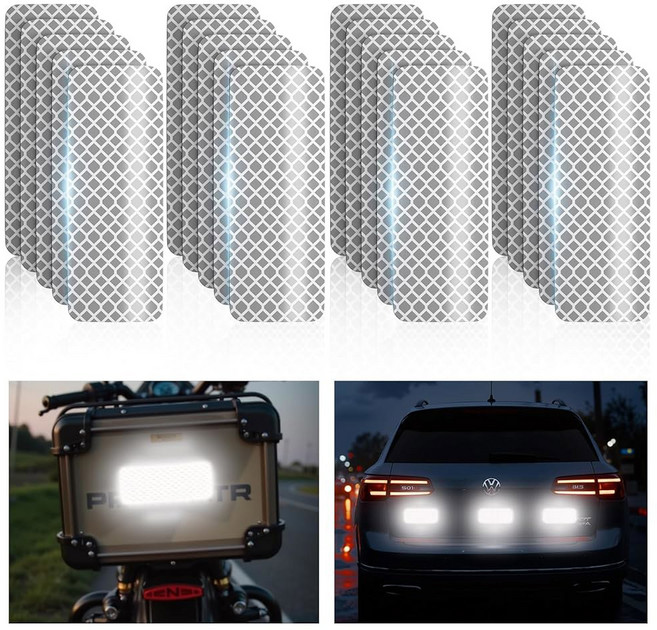 DG3 소재의 PHIXBEAR 20개 초반사 반사 스티커 자동차 자전거 우편함 헬멧용 안전 테이프 흰색 테이프 야외 방수 3 15인치 X 1 18인치", White / Silver