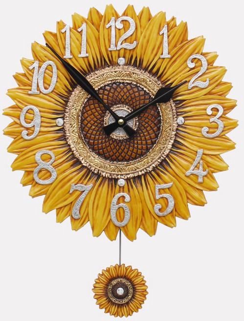 케이엠데코 국산 엔틱 무소음 벽시계 해바라기(대) 인테리어시계, 단품
