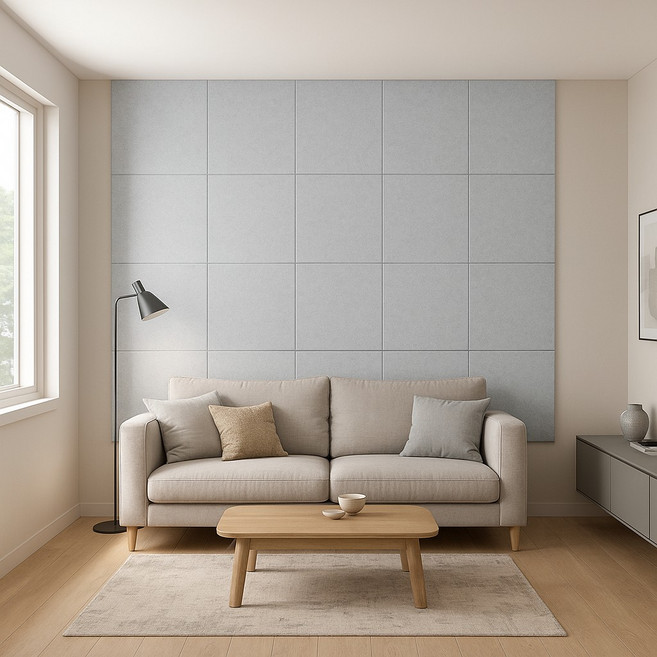 비앤비 폴리에스터 흡음 단열 벽 패널 비방염 아트보드 600x600 9mm, 연그레이, 30개