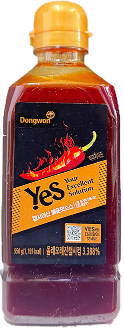 동원예스 YES 캡사이신 매운맛 소스, 550g, 1개