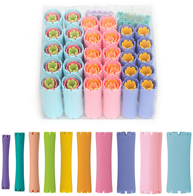 다다올 멀티컬 롯드 세트 1호-10호 100개 다양한 사이즈 펌롯드 헤어롯드, 1개, 멀티컬 롯드세트