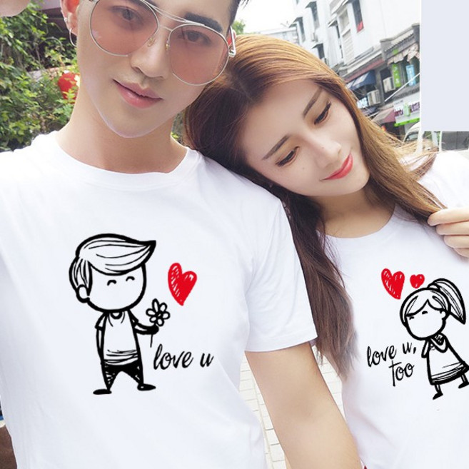 漫畫圖案情侶T恤 短袖圓領情侶裝 班服團體服 男女適用