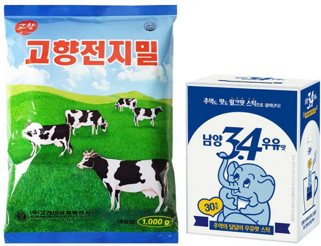 고향 전지밀 1000g + 남양 3.4우유맛스틱 30T, 1kg, 1