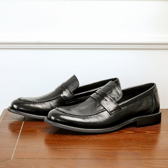 남성용 슬립온 옥스퍼드 부드러운 가죽 페니 로퍼 비즈니스용 가죽 드레스 슈즈