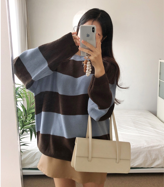 임페커블 단가라 오버핏 박스 니트 4color