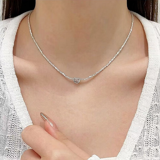 FANSYLI 하트 펜던트 체인목걸이 심플 초커목걸이 럭키 재물운 금전운 써지컬목걸이 선물추천 0907JLL433