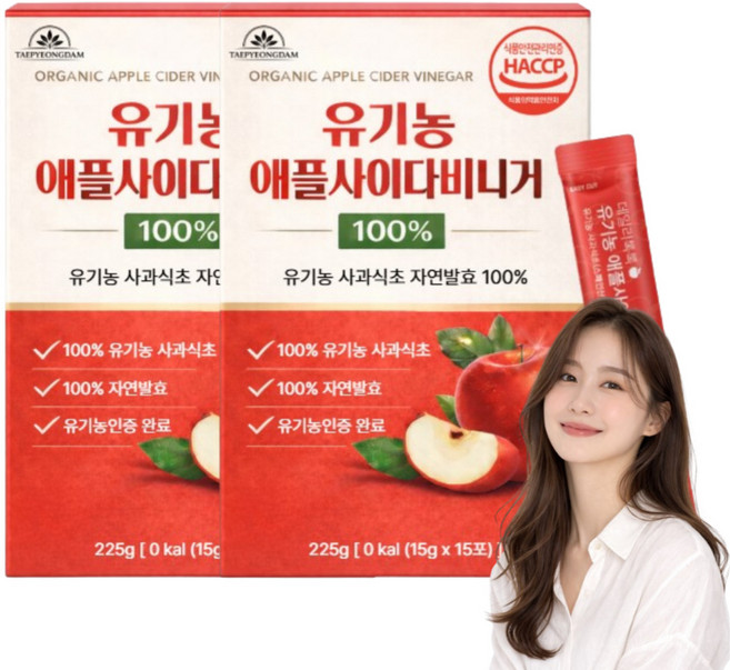 자연발효 사과식초 애플사이다비니거 100%유기농 애사비 스틱 유기산 해썹인증, 30개, 15g