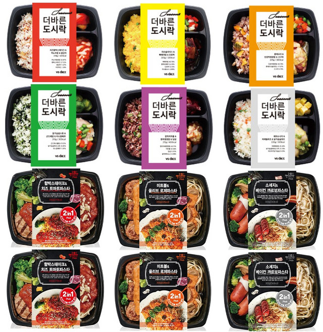 더바른 도시락 6+6 12팩 골라담기 식단 관리 다이어트 도시락 냉동 파스타, 1세트, 시즌4(6팩) + 파스타(6팩) 2주일식단, 2.4kg