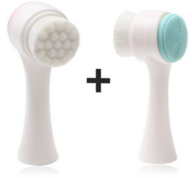 1+1 모공 세안 브러쉬 양면 미세모 세안도구, 2개, 핑크+핑크