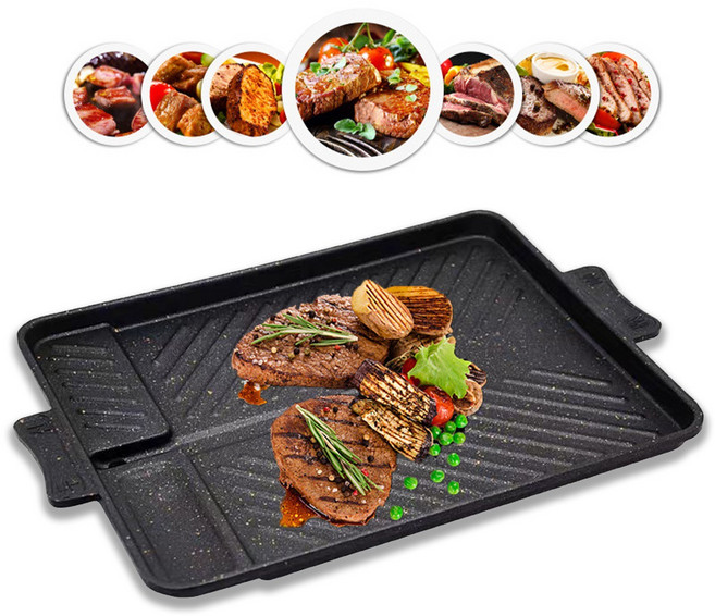 삼겹살불판 고기구이 불판눌어붙지 않는 팬 맥반석 불판 한국식 불고기 냄비 업소용 가정용 업소용 카드식 오븐 야외 철판구이, 생선구이팬, 1개, 37.5cm