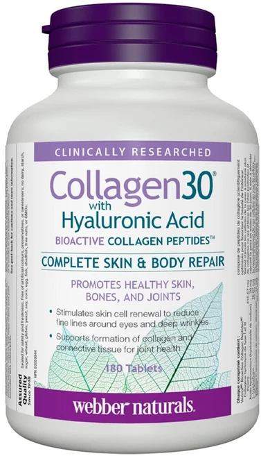 웨버네추럴스 콜라겐30 히알루로닉산 팹타이드 180정, 1개 - 쿠팡