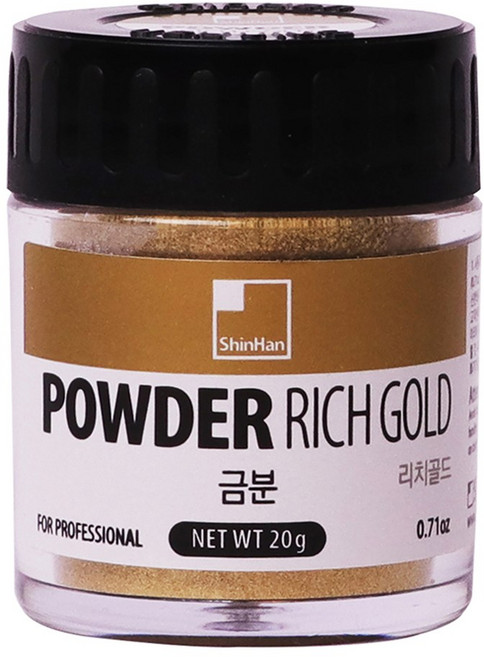신한 메탈릭 파우더 (금분) 리치골드 20g 미술 화방 재료 색칠 채색 물감 보조제 유화 수채화 아크릴 고착, 리치골드  -  20g