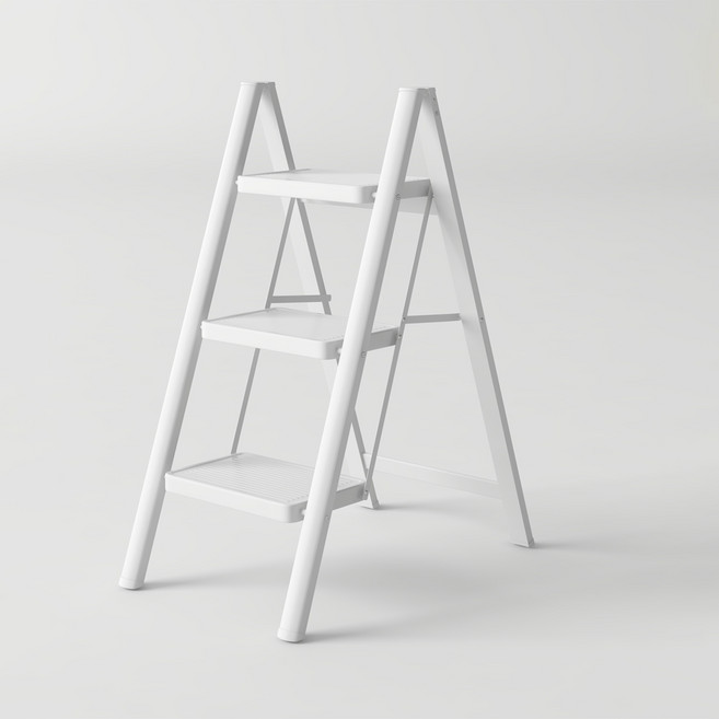 [리퍼] 가정용 접이식 사다리 A11 3단 KLA-3960 세차 청소 인테리어 발판 스툴, 화이트