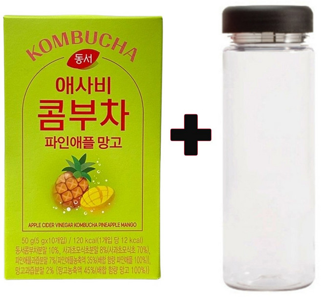 동서 애사비 콤부차 파인애플 망고 10T+워터보틀, 1개, 10개