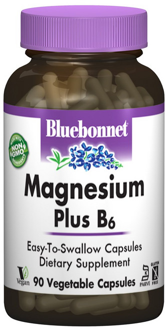 Bluebonnet 鎂&維他命B6植物膠囊, 90顆, 1罐