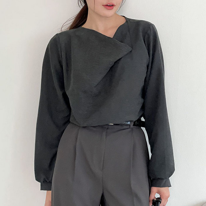 와폰 국내제작 모던 시크 언발 긴팔 블라우스 3color ZTC112