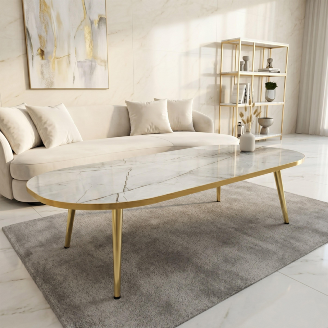 메리골드리빙 거실테이블 1200 X 600 X 300 소파 좌식 쇼파 티 테이블, (5)골드 대리석 테이블
