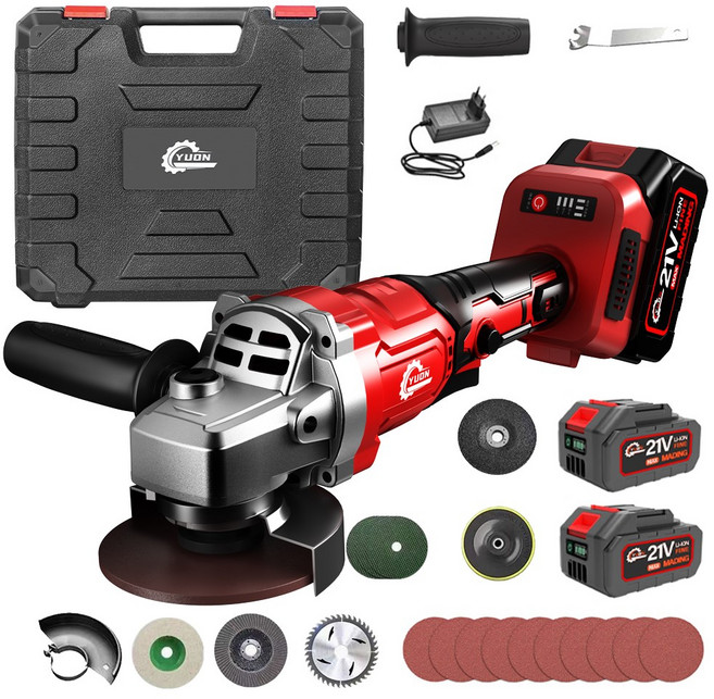 YUON 100mm 앵글 그라인더 무선 그라인더 충전그라인더 연마기 무선 글라인더 전동 글라인더