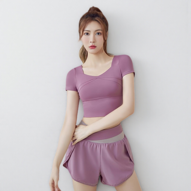 VIISHOW 여성 요가복 세트 필라테스복 스포츠 브라+레깅스 반바지