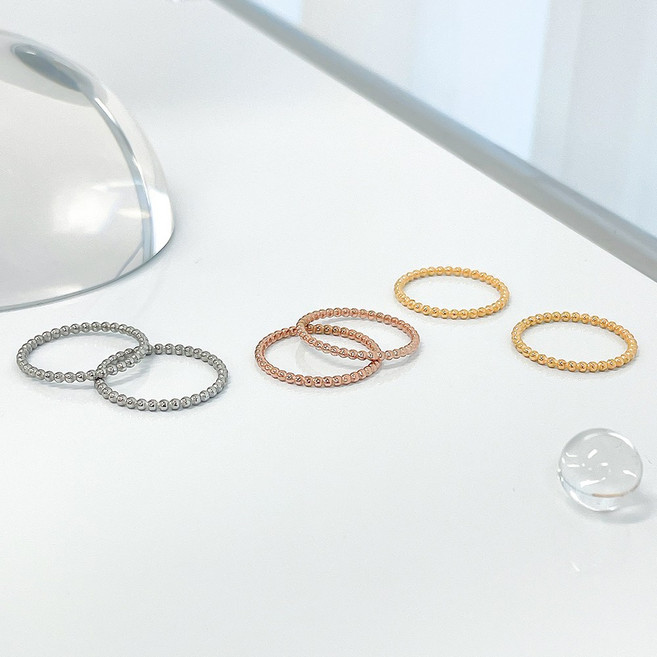 띵니 전체 써지컬 동글 레이어드 슬림 유광 실반지