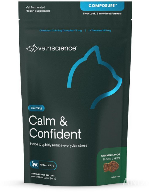 베트리사이언스 캄 앤 컨피던트 고양이용 카밍 포뮬러 30츄, 닭, 30 츄 (1 팩), 1개, 45g