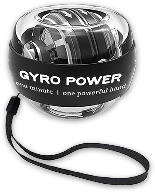GYRO POWER 第六代金屬加強款 腕力球 附腕繩 腕力訓練器, 鉑金黑-自啟無燈款, 1個