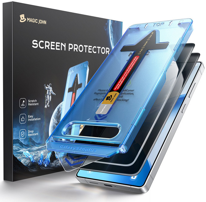 MAGIC JOHN 매직존 갤럭시 사생활보호 프라이버시 강화유리 휴대폰 액정필름 지문방지 먼지제거 풀커버+부착키트 2매입, 1세트