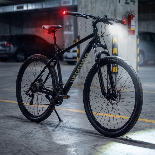 애몰라이트 MTB 자전거 알루미늄 시마노 21단 입문용 산악자전거 전조등 후미등 포함 출퇴근용, 1개, 170cm, 블랙-L사이즈-27.5인치